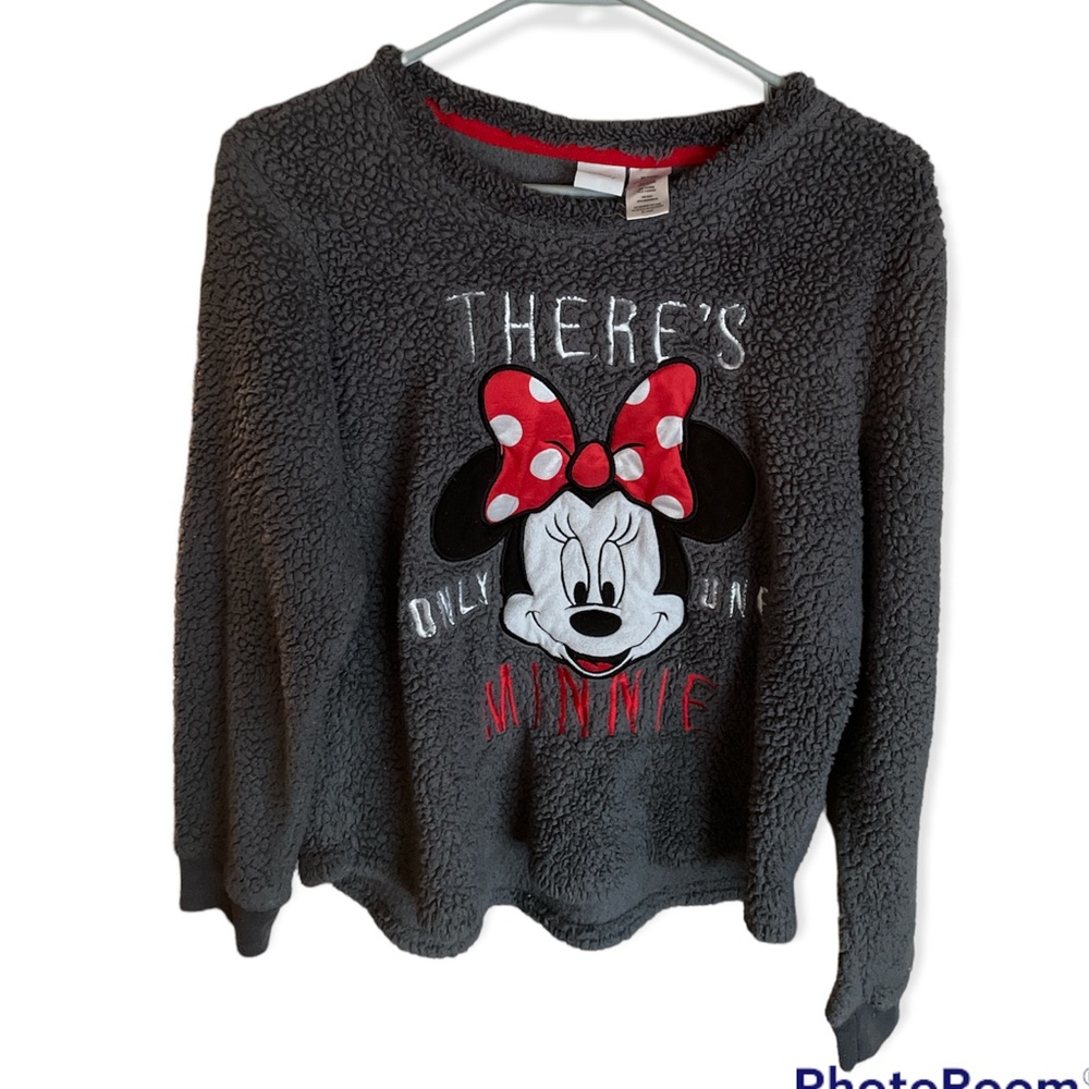 Mini Mouse Disney Pull Over Womens XL Gray Cozy Cold Weather Comfortable